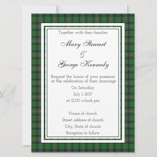 Kennedy Scottish Wedding Invitation (Front)