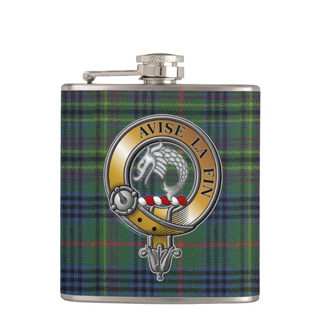 Kennedy Tartan & Badge Hip Flask (Front)