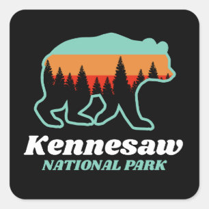 Kennesaw National Park Georgia Bear Retro Gift Square Sticker