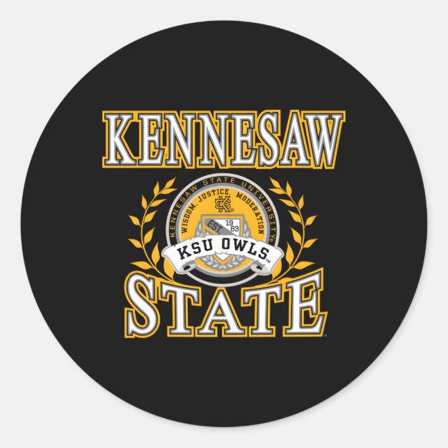 Kennesaw State Owls Laurels Classic Round Sticker (Front)