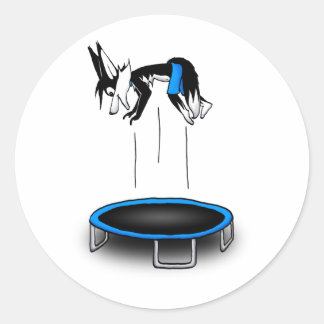 Kenny on trampoline classic round sticker