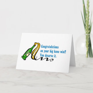 Keno cards: Congratulations on your big Keno win Card