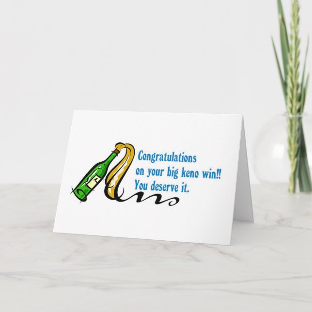 Keno cards: Congratulations on your big Keno win Card (Front)