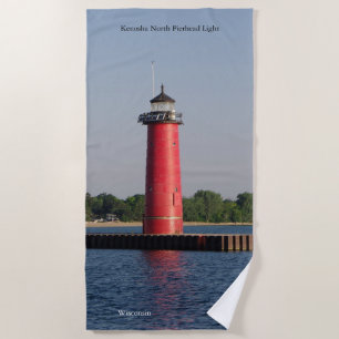Kenosha North Pierhead Light beach towel