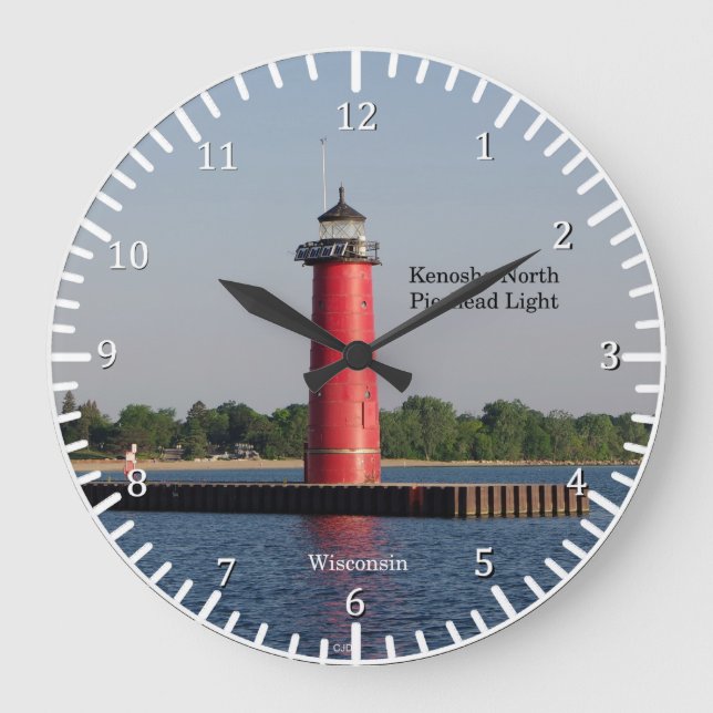 Kenosha North Pierhead Light Wall Clock (Front)