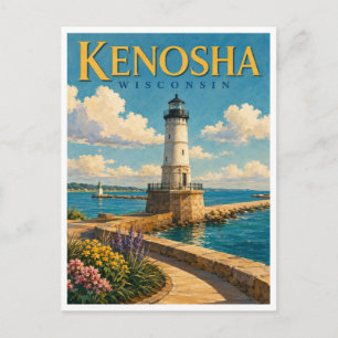 Kenosha Wisconsin Harbour Lighthouse GeoSaga Postcard