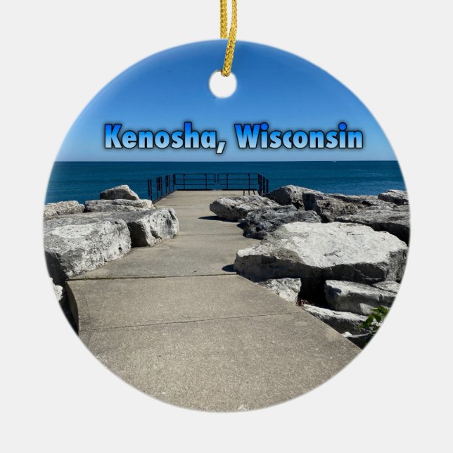 Kenosha, Wisconsin on Lake Michigan   Ceramic Ornament (Front)