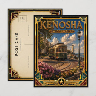 Kenosha Wisconsin Vintage Art Deco Golden Age Postcard