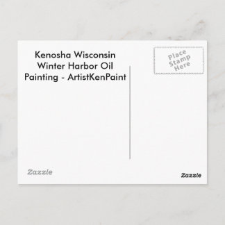 Kenosha Wisconsin Winter Harbour Oil Painting Postcard