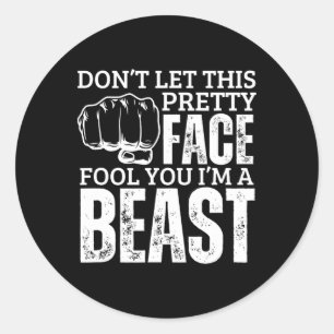 Kenpo Karate Girl I'm A Beast Funny Women American Classic Round Sticker