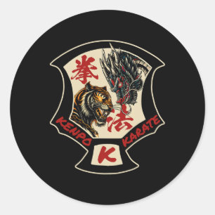 Kenpo Karate Martial Art Self Defence Tiger Dragon Classic Round Sticker