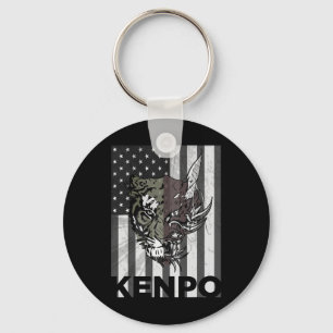 Kenpo Karate Martial Arts American Flag Women Men Key Ring
