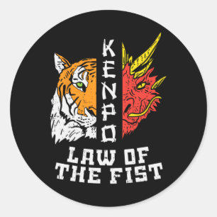 Kenpo Law Of Fist Tiger Dragon Kempo Karate Men Wo Classic Round Sticker