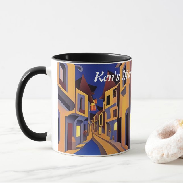 Ken's Morning Caffeine Personalised Customisable Mug (With Donut)