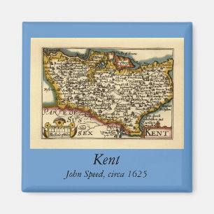 Kent County England Old Antiquarian John Speed Map Magnet