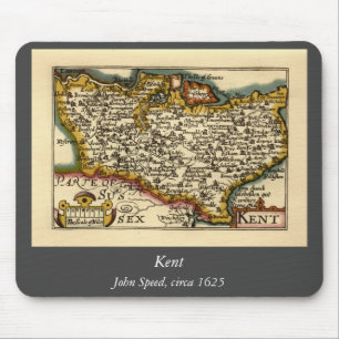 Kent County England Old Antiquarian John Speed Map Mouse Pad