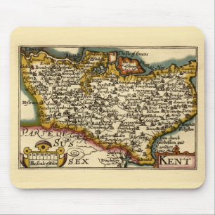 Kent County England Old Antiquarian John Speed Map Mouse Pad