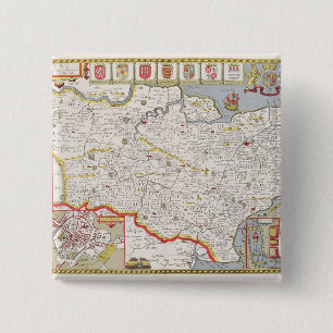 Kent, engraved by Jodocus Hondius 15 Cm Square Badge