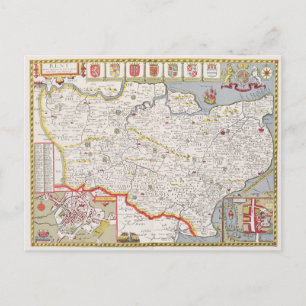 Kent, engraved by Jodocus Hondius Postcard