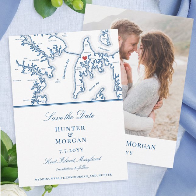 Kent Island Maryland Destination Wedding Photo Save The Date (Kent Island Save the Date with Photo back perfect for your destination wedding)