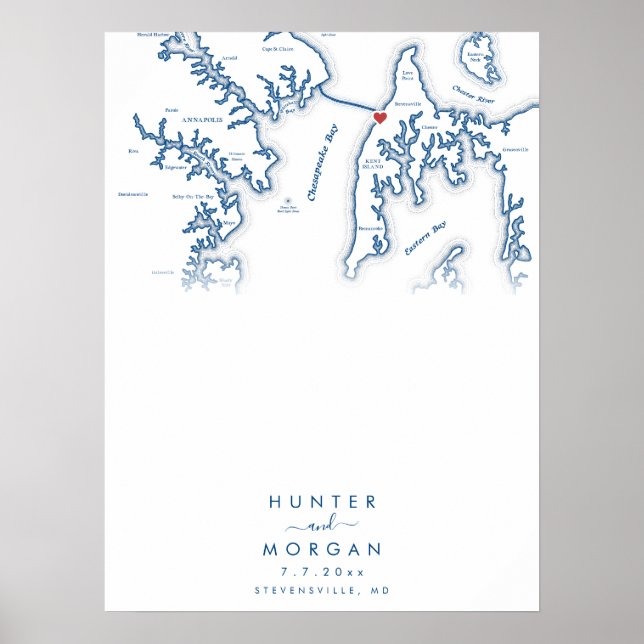 Kent Island MD Wedding Modern Guest Book Poster (Front)