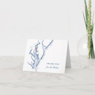 Kent Island MD Wedding Navy Blue Map Personalised Thank You Card