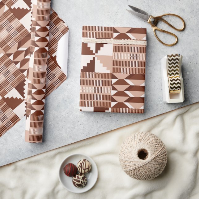 Kente Block - Clay Terracotta Wrapping Paper (Crafts)