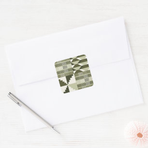 Kente Block - Heritage Olive Square Sticker