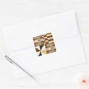 Kente Block - Muted Ochre Square Sticker