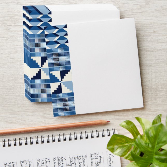 Kente Block - Soft Indigo Envelope (Stacked)