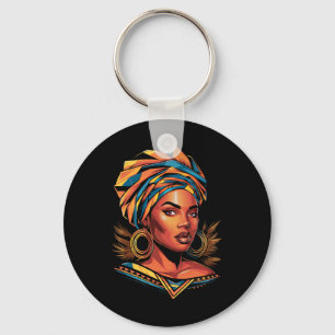 Kente Cloth Head Wrap Beautiful Black Afro Woman E Key Ring