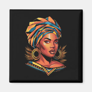 Kente Cloth Head Wrap Beautiful Black Afro Woman E Magnet