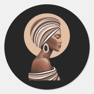 Kente Cloth Head Wrap Ethnic Beautiful African Afr Classic Round Sticker