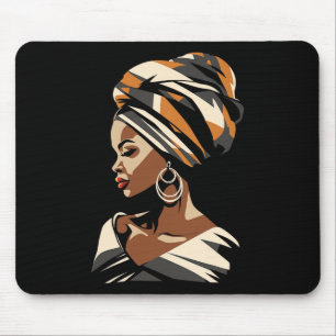 Kente Cloth Head Wrap Ethnic Beautiful African Bla Mouse Pad