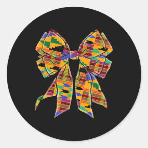 Kente Coquette Bow Black History Month African Ame Classic Round Sticker