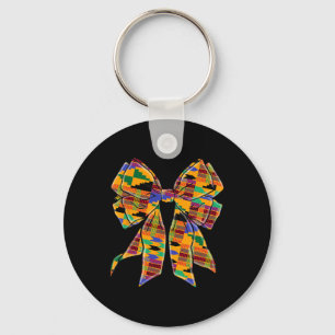Kente Coquette Bow Black History Month African Ame Key Ring