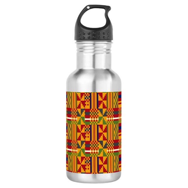 Kente Ethnic Pattern – Vibrant African Textile 710 Ml Water Bottle (Front)