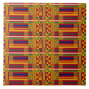 Kente Ethnic Pattern – Vibrant African Textile Ceramic Tile
