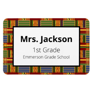 Kente Name and School Classroom Flexible Magnet