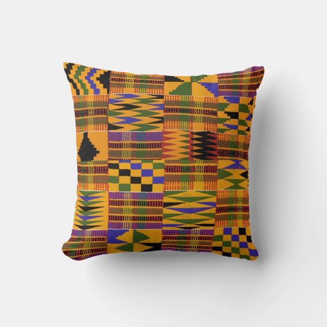 Kente Polyester Throw Pillow (Front)