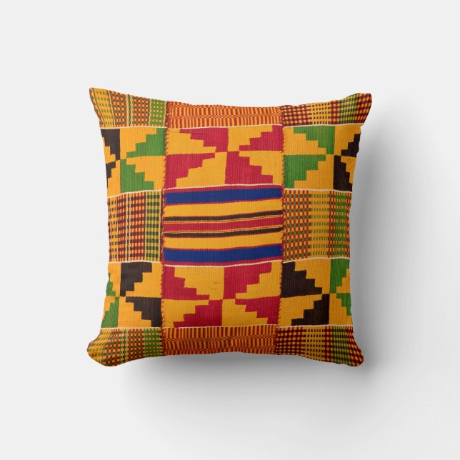 Kente Print Throw Pillow (Front)