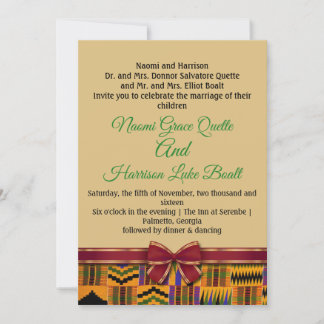 Kente wedding invitations and save the date cards.