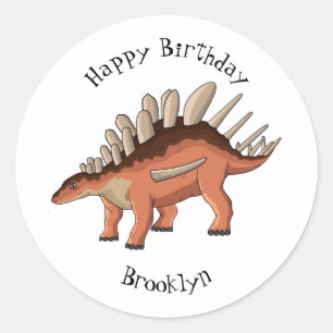 Kentrosaurus cartoon illustration classic round sticker