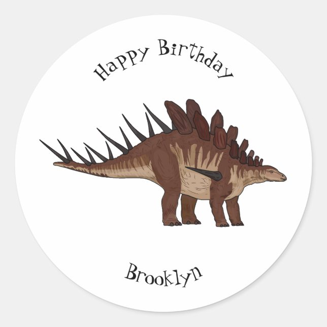 Kentrosaurus cartoon illustration classic round sticker (Front)