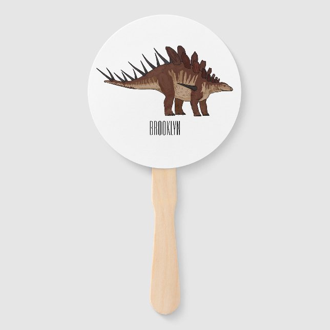 Kentrosaurus cartoon illustration  hand fan (Front)