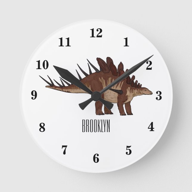 Kentrosaurus cartoon illustration  round clock (Front)