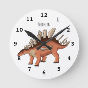 Kentrosaurus cartoon illustration round clock