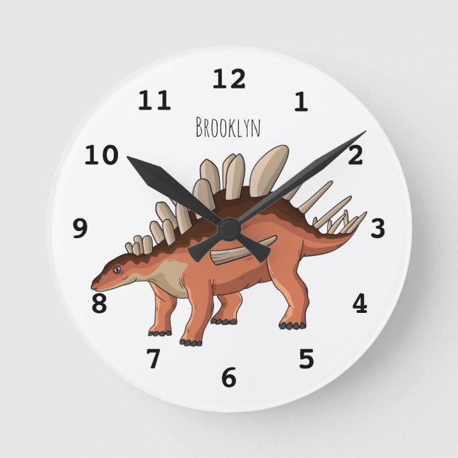 Kentrosaurus cartoon illustration round clock (Front)