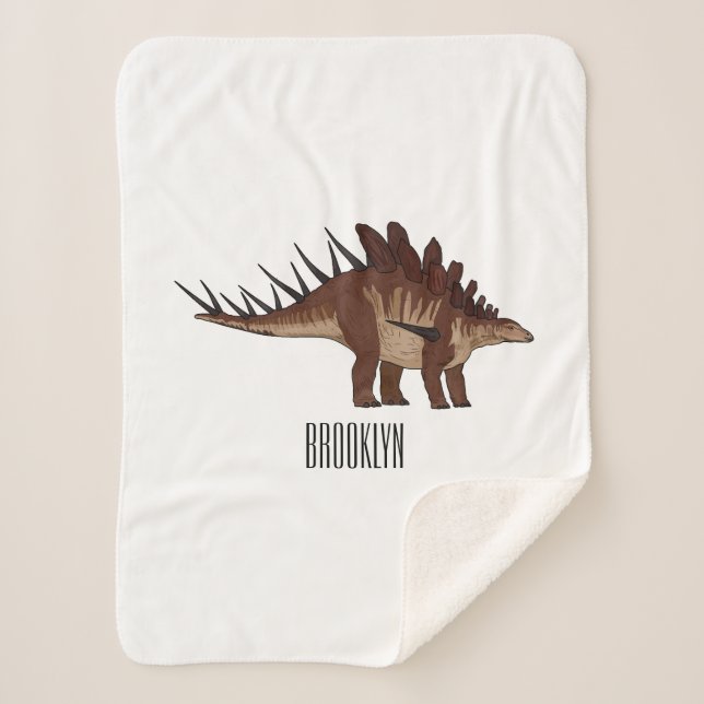 Kentrosaurus cartoon illustration sherpa blanket (Front)