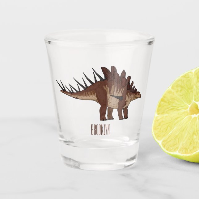Kentrosaurus cartoon illustration  shot glass (Front)